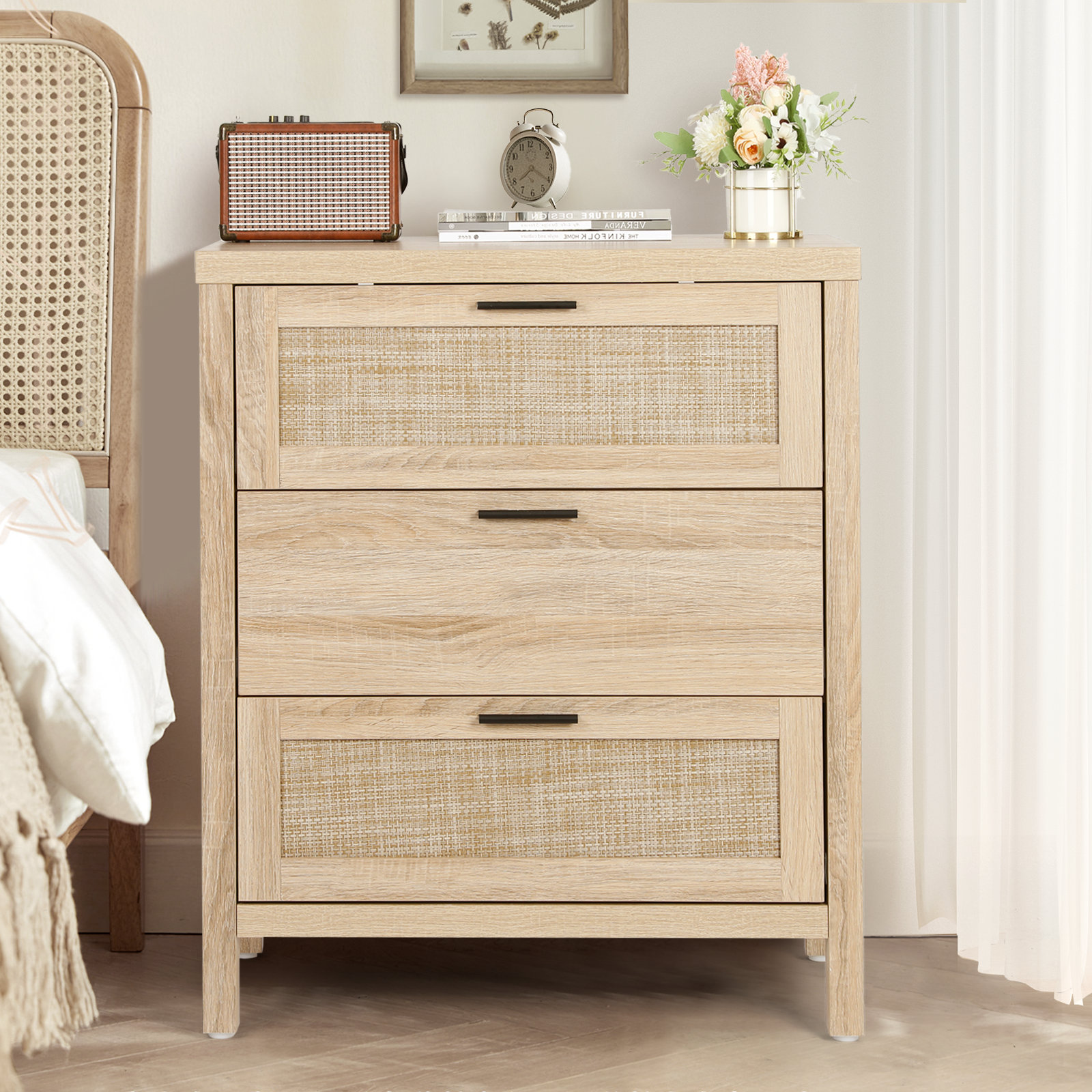 Bay Isle Home™ Rattan 3 Drawer 27.6" W Dresser for Bedroom, Chest of ...